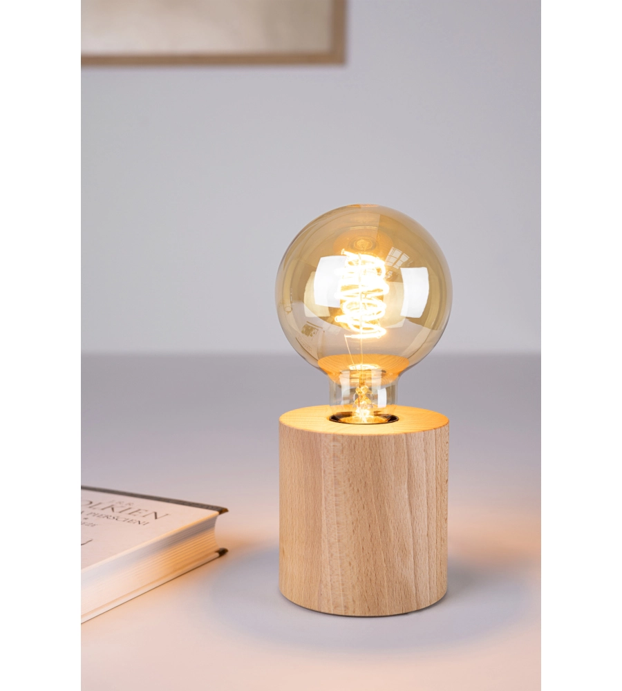 LAMPADA DA TAVOLO ONLI "FOFI" ESAGONALE LEGNO DI ROVERE, E27